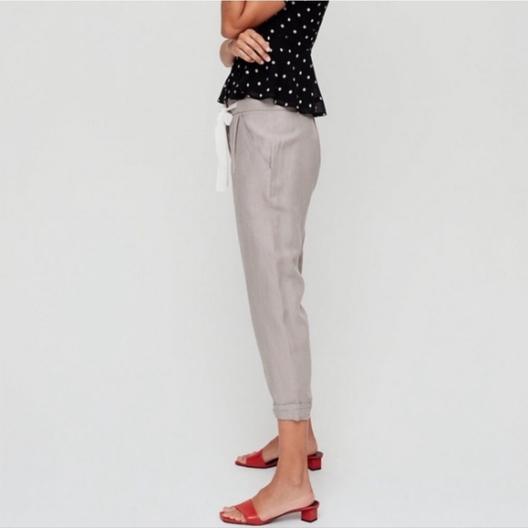 Aritzia Wilfred Allant pants, linen blend, silk tie. Light/dusty pink. - Picture 6 of 7